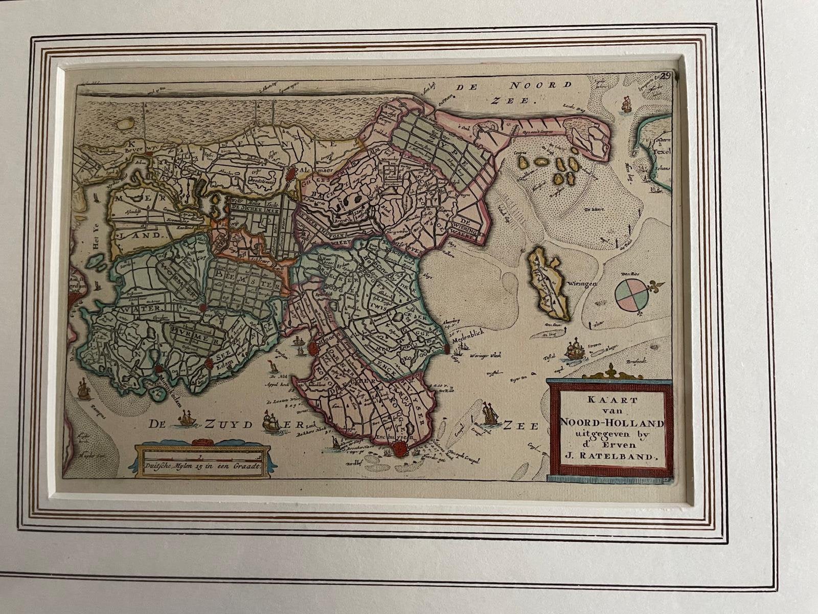 Een topografische kaart van Holland uit 1753, Antiek en Kunst, Verzenden
