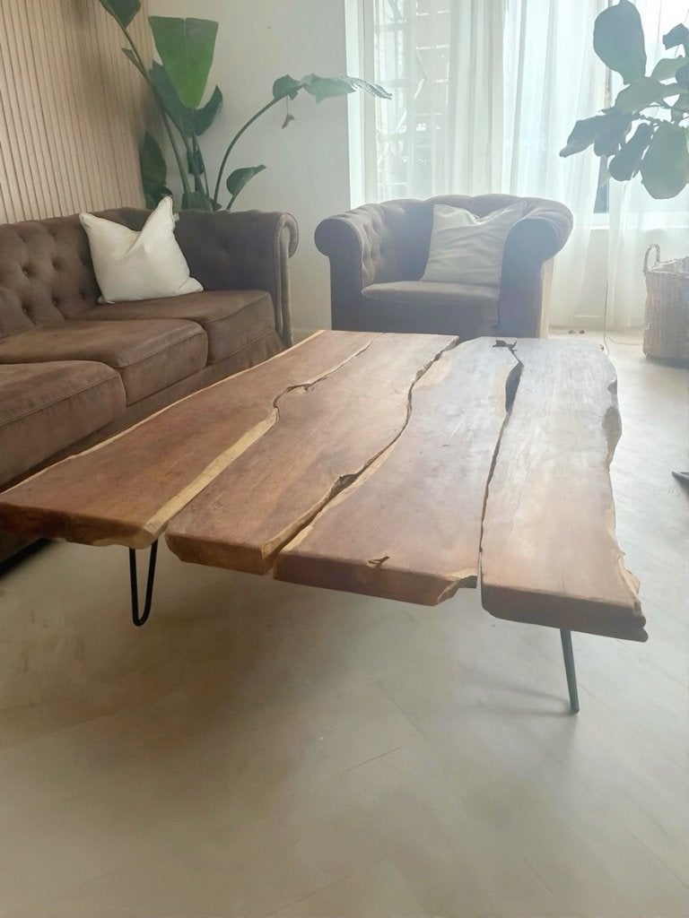 Massief Juarhouten Salontafel 139x82 cm | PTMD, Ophalen, Gebruikt, 100 tot 150 cm, 50 tot 100 cm