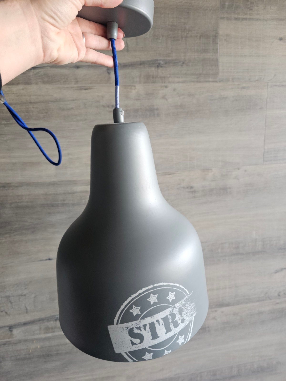 Stoer lamp - Grijs met ster, Gebruikt, Ophalen of Verzenden, Metaal, Minder dan 50 cm