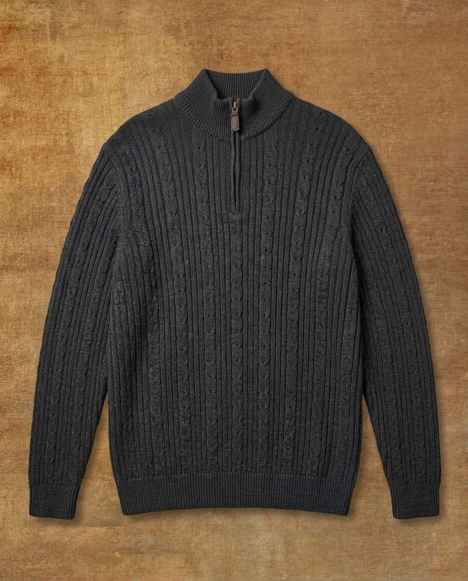 Eddie Bauer Heren Kabel Trui - Donkergrijs, XL, 100% Katoen, Kleding | Heren, Verzenden, Maat 56/58 (XL), Zo goed als nieuw, Grijs