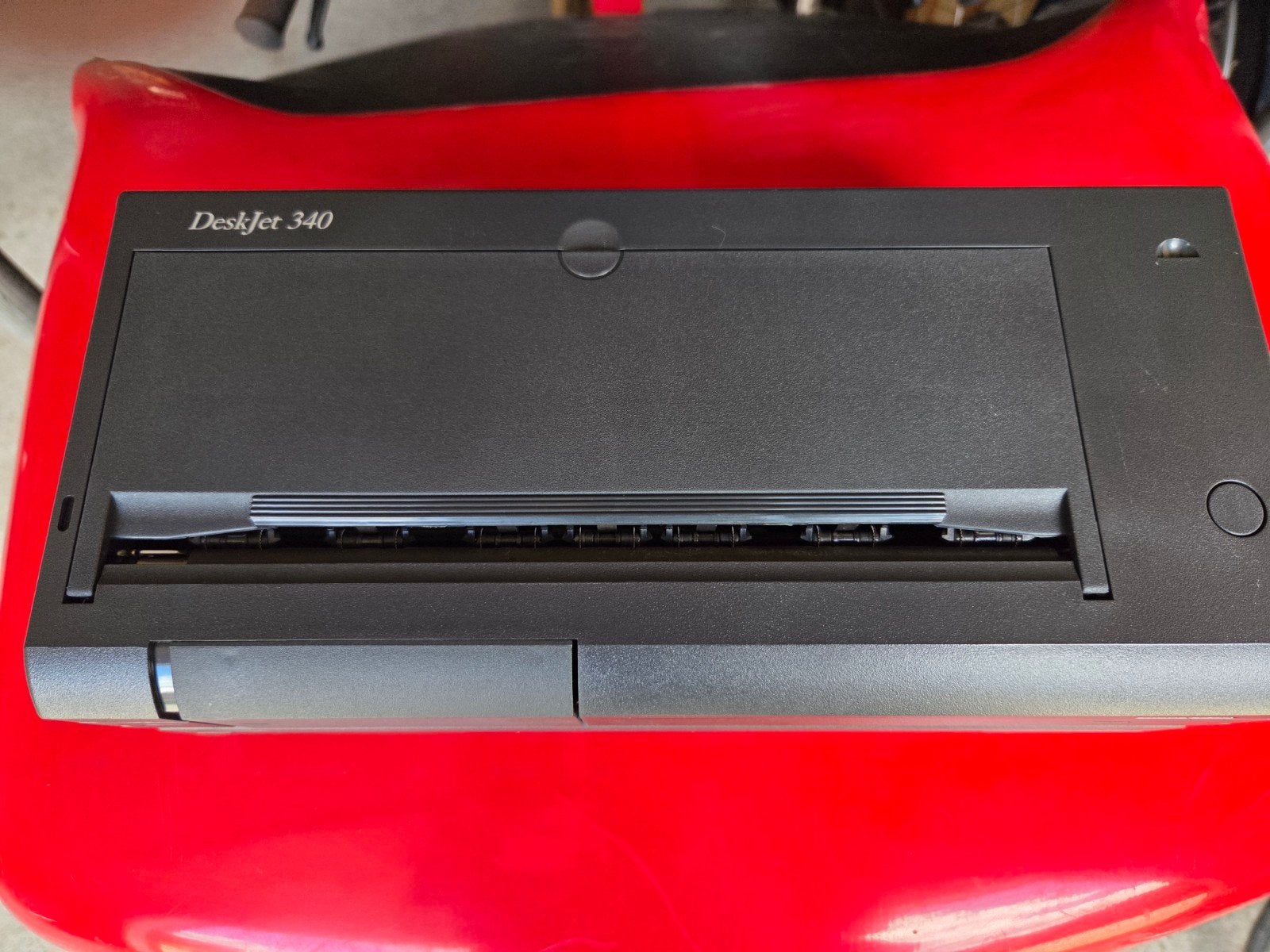 HP deskjet 340 met hopper, accu, adaptor en cartridge houder, Hp, Printer, Inkjetprinter, Kleur printen