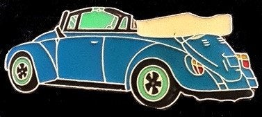 Volkswagen Kever cabrio pin- lichtblauw 2, Verzenden, Nieuw, Transport, Speldje of Pin