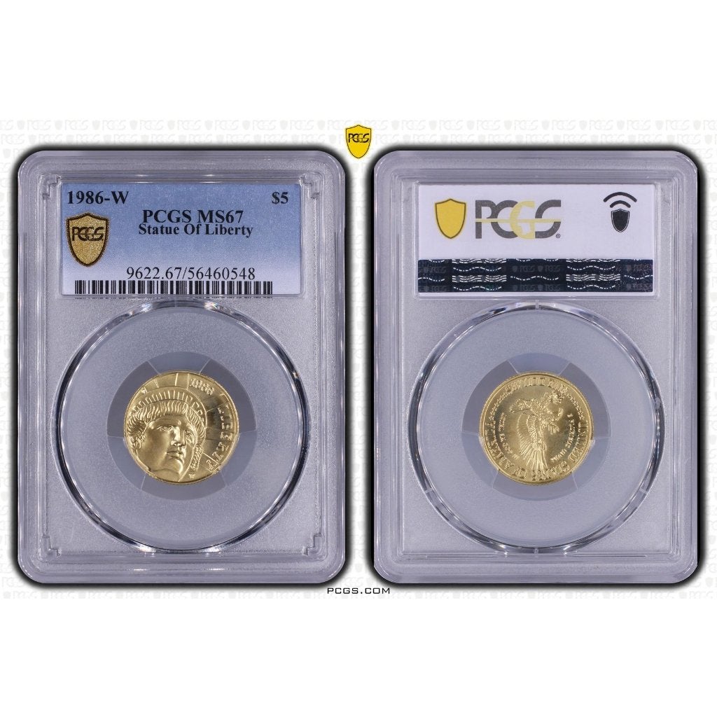 USA - 5 Dollar 1986 W "Statue Of Liberty" PCGS MS67 - GOUD, Ophalen of Verzenden, Noord-Amerika, Losse munt, Goud