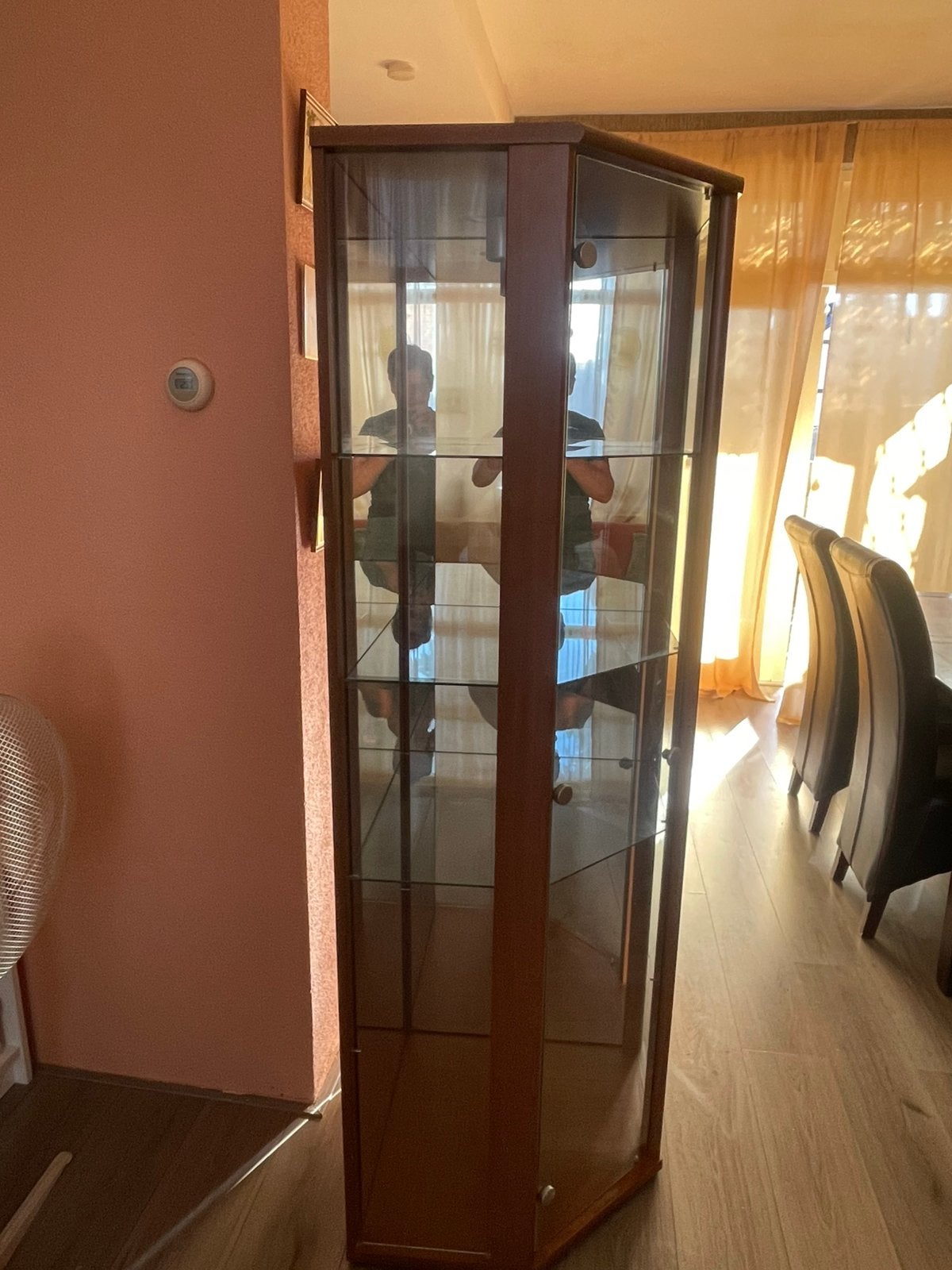 Hoek vitrine kast, Ophalen, Met plank(en), Glas, Vintage