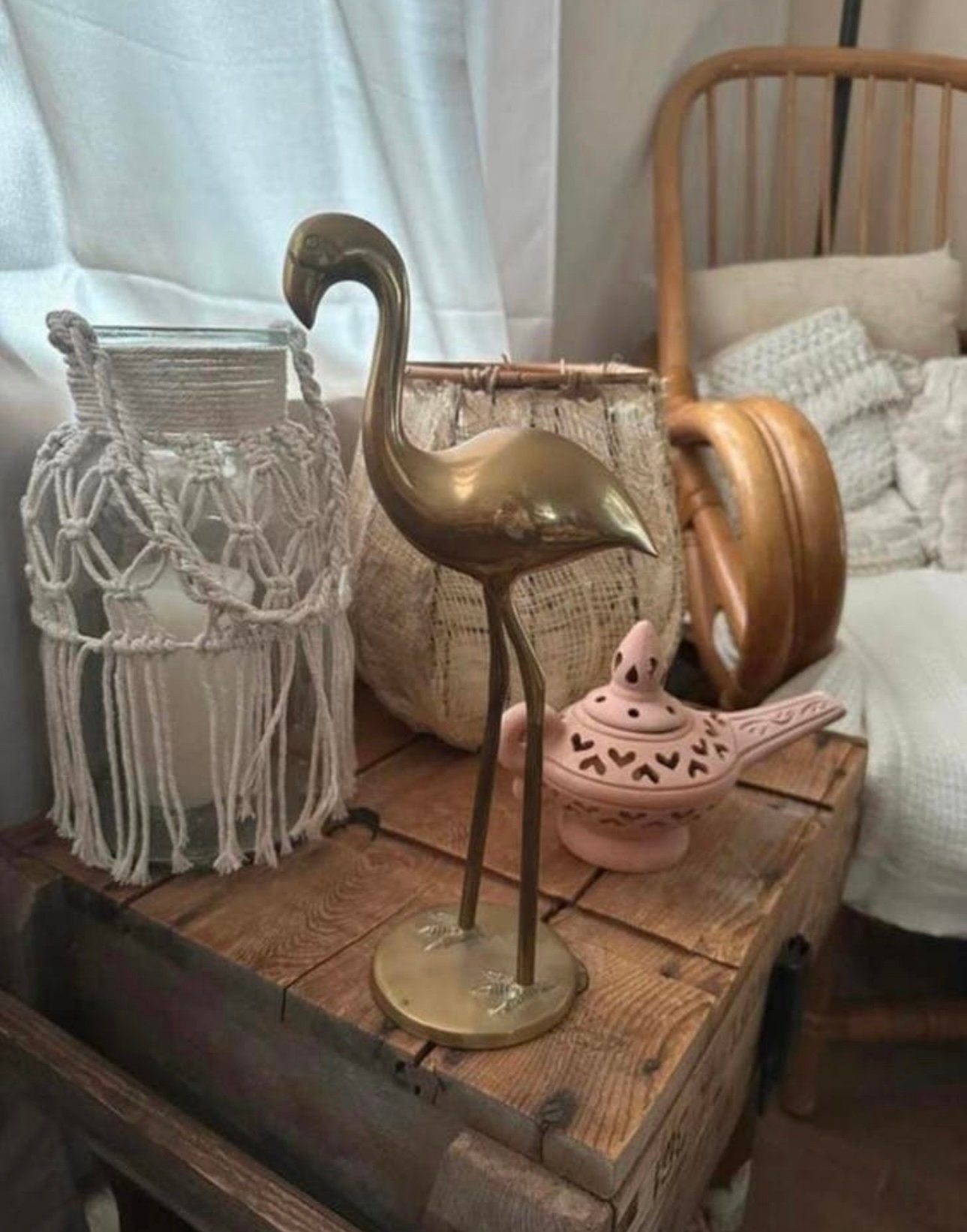 Vintage sierlijk vormgegeven flamingo van messing, Ophalen of Verzenden