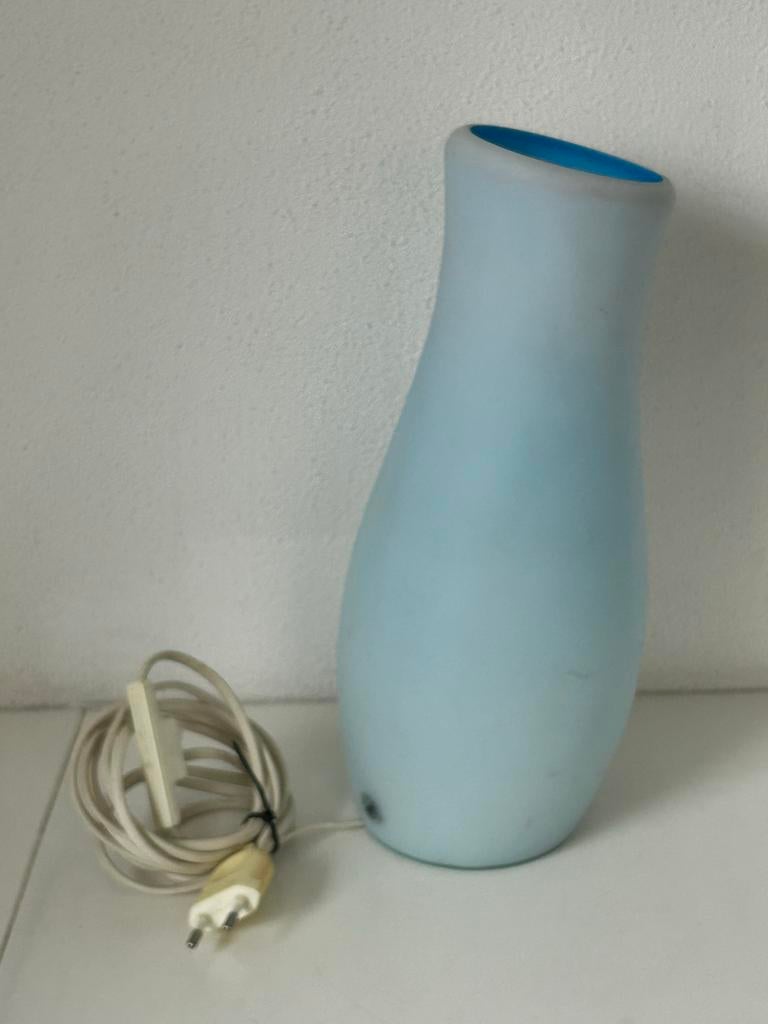 IKEA Tafellamp - Blauw/Wit Glas, Ophalen of Verzenden, Gebruikt, Glas, Minder dan 50 cm