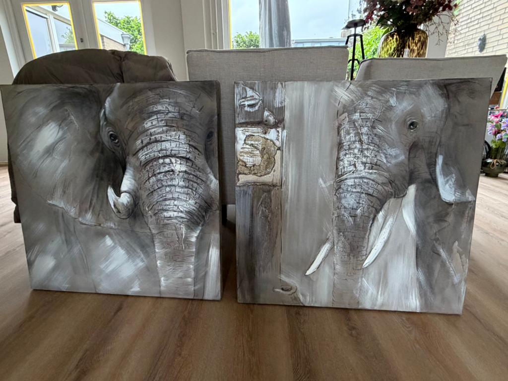 Zeer mooie 3 d schilderijen met olifant, Ophalen of Verzenden, Zo goed als nieuw