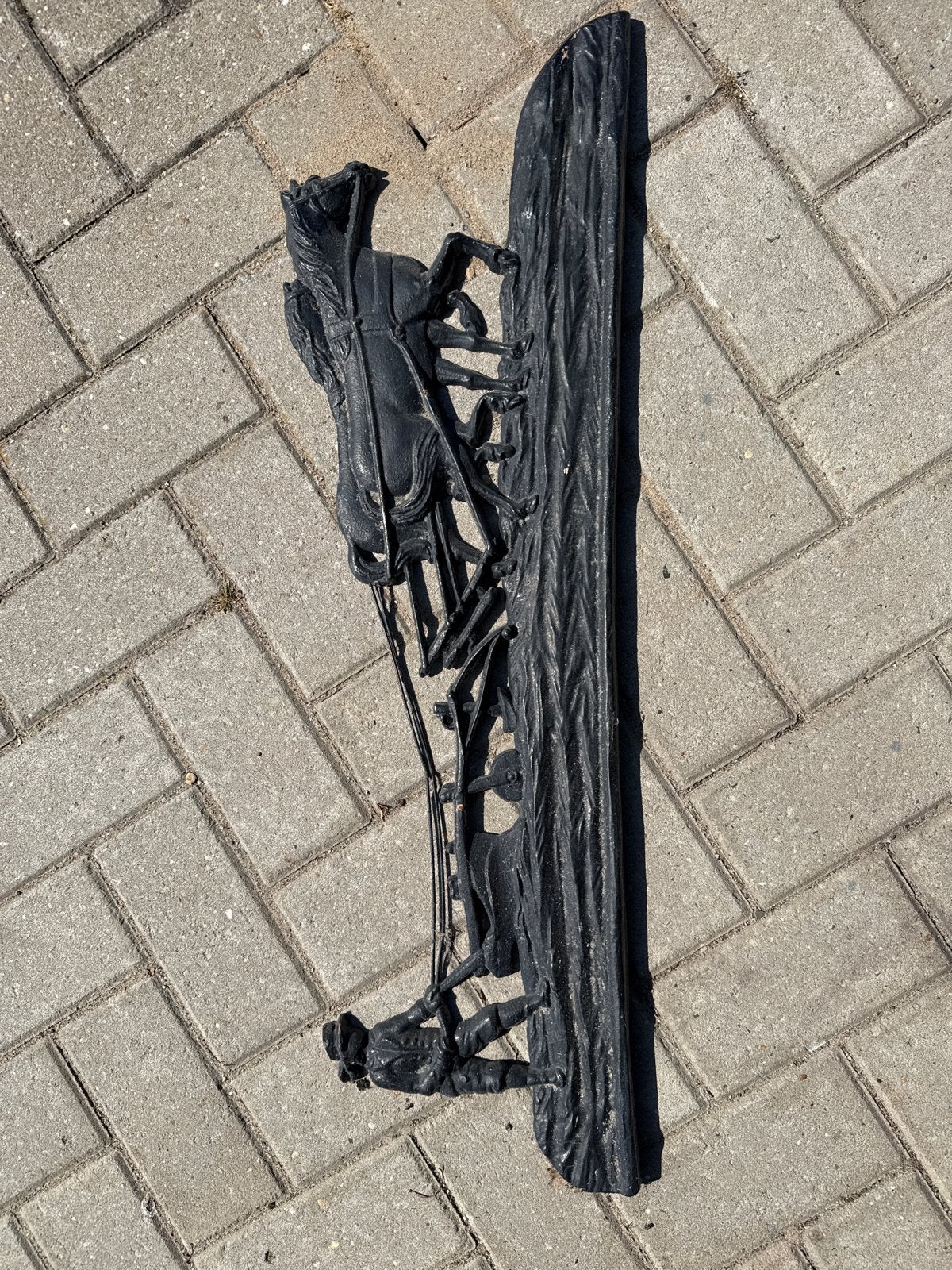 Antieke gietijzeren haardplaat met jachttafereel, Antiek en Kunst, Ophalen