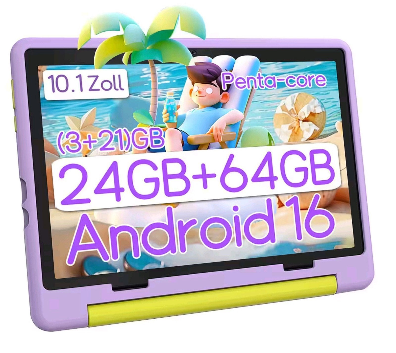 Tablet voor kinderen, 10 inch, Android 16, 64 GB. kleur lila, Ophalen of Verzenden, Nieuw, 10 inch, 64 GB