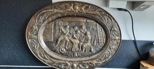 groot oud bronzen/koperen bord, Ophalen of Verzenden, Koper