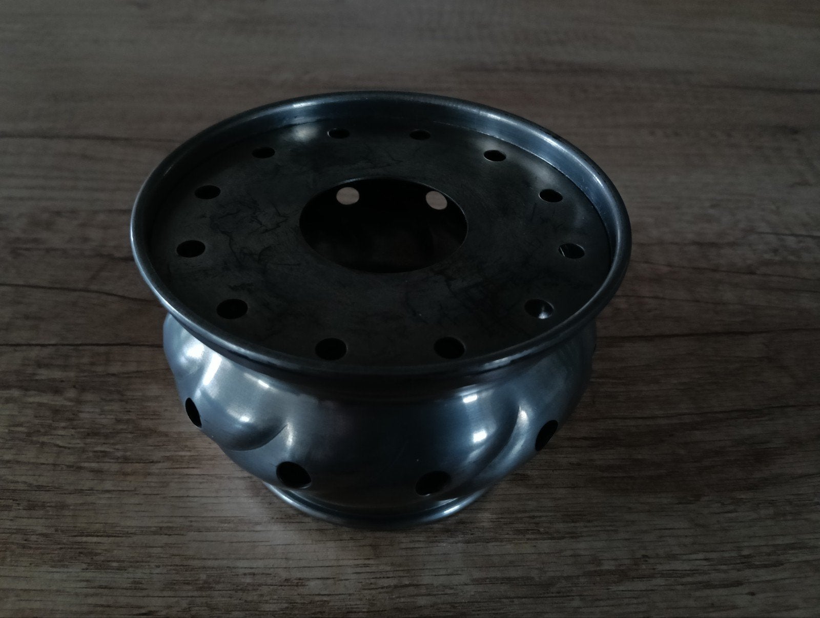 Tinnen theelicht/theewarmer - 8 cm hoog, Ophalen