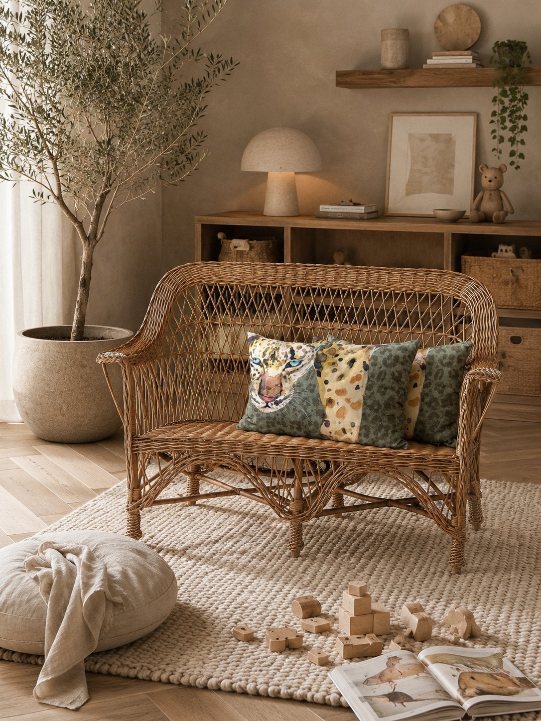 Rotan bank boho riet stoel sofa kinderbank eetbank, Ophalen, Minder dan 75 cm, Tweepersoons, Zo goed als nieuw