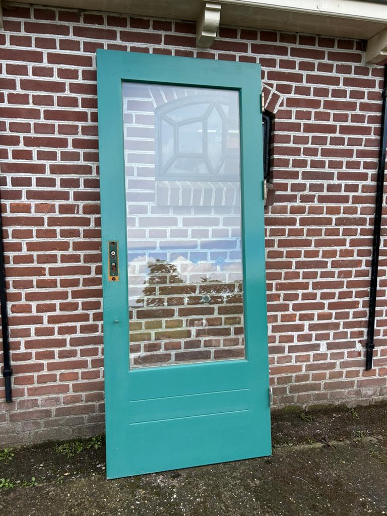 Hardhouten achterdeur 82,5x201cm., Ophalen, Gebruikt, 80 tot 100 cm, Buitendeur