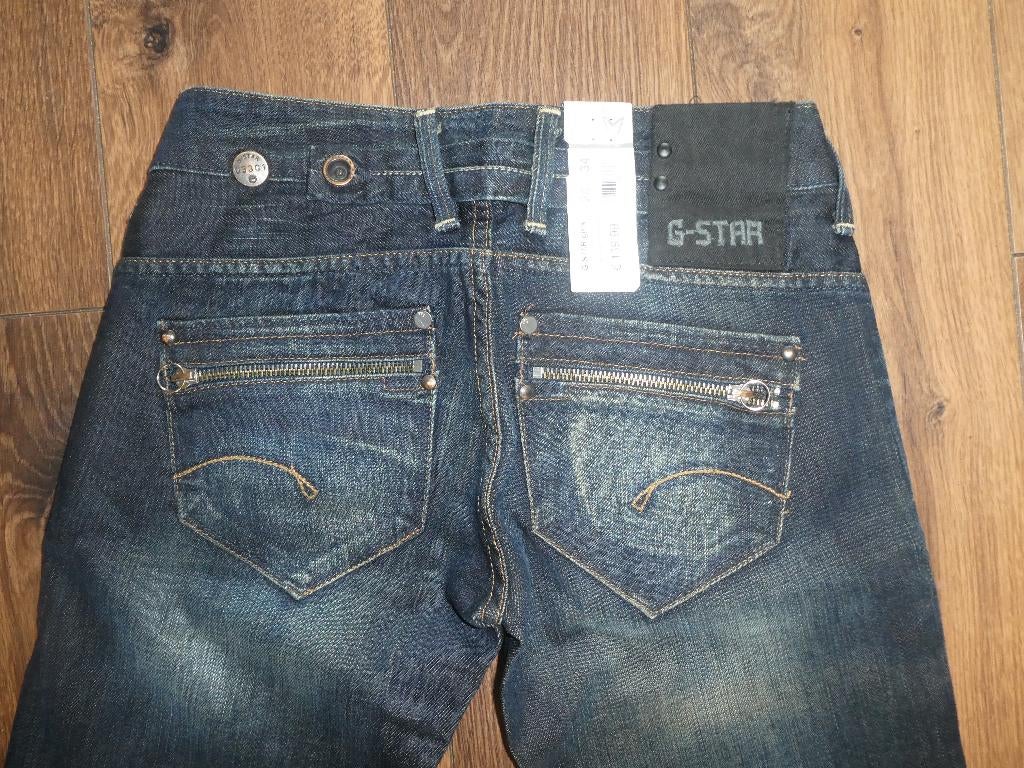Nieuwe Gstar Girls Corvet Straight Wash Used broek, 26-34, Nieuw, W27 (confectie 34) of kleiner, G-star, Verzenden