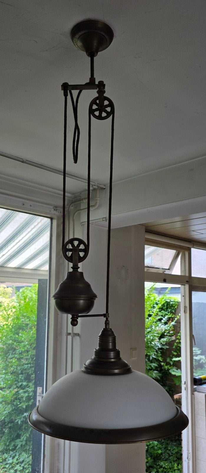 ‼️oude messing vintage katrollamp‼️, Ophalen