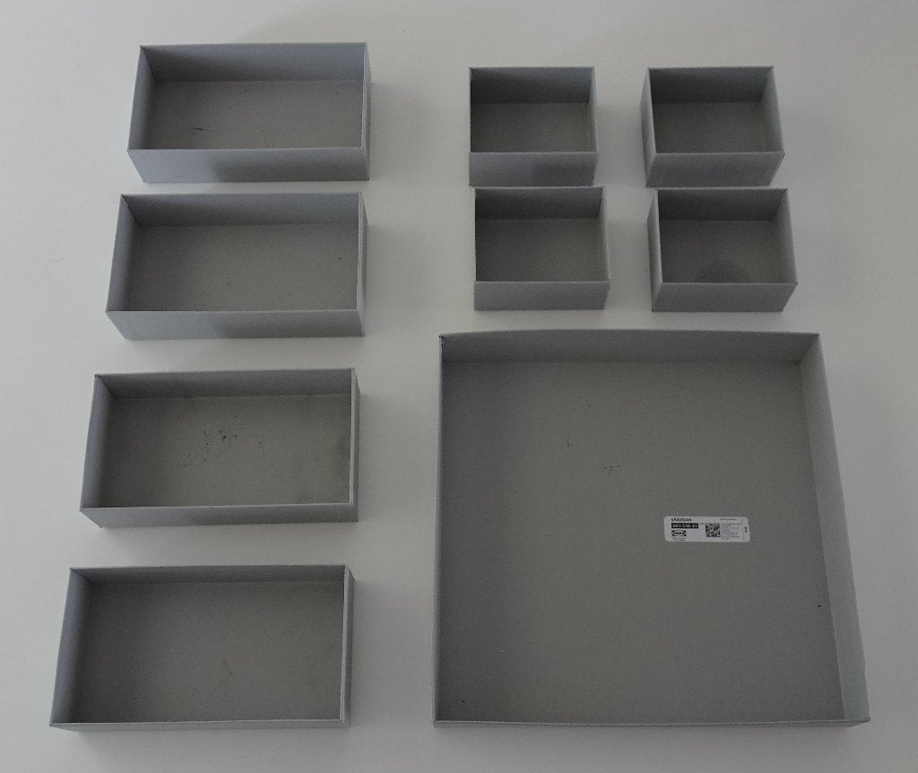 9 x Ikea GRÅSIDAN Doosjes, Doe-het-zelf en Verbouw, Kratten en Dozen, Ophalen, Overige typen, Minder dan 35 cm, Minder dan 50 cm