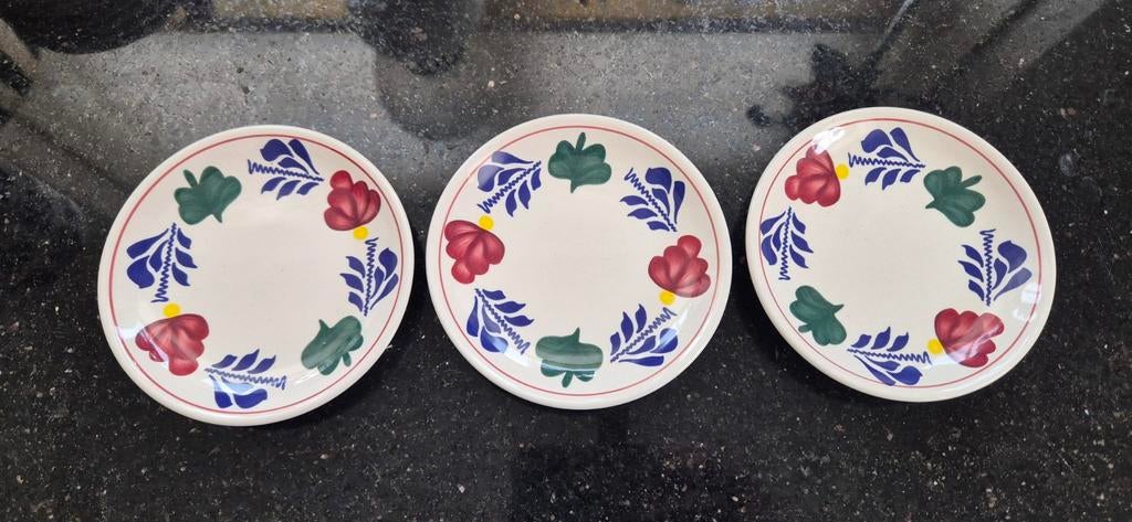 Boerenbont gebaksbordjes 3x  NIEUW, Nieuw, Ophalen of Verzenden, Bord(en), Aardewerk