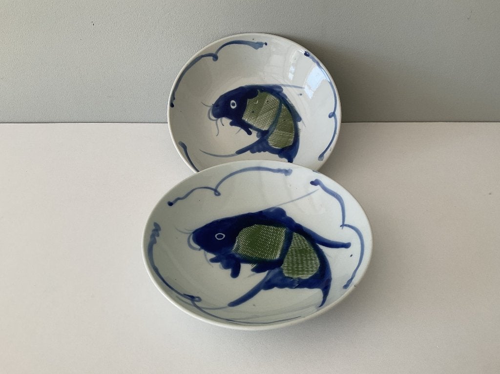 Borden met Koi karper (2), Chinees porselein, vintage, Antiek en Kunst, Ophalen of Verzenden