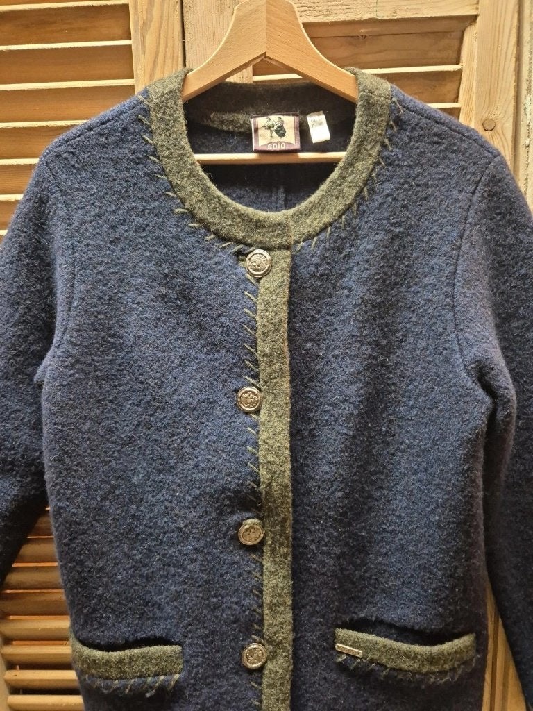 Mooi wollen  jas, Maat 38/40 (M), SOLO, Blauw, Djt@dejuistetoon.eu