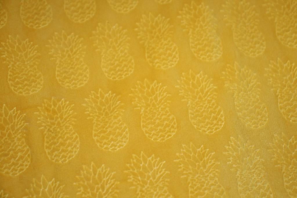 Coupon polyester Gordijn stof Oker geel ananas velours #3911, 120 cm of meer, Geel, Ophalen of Verzenden, Polyester