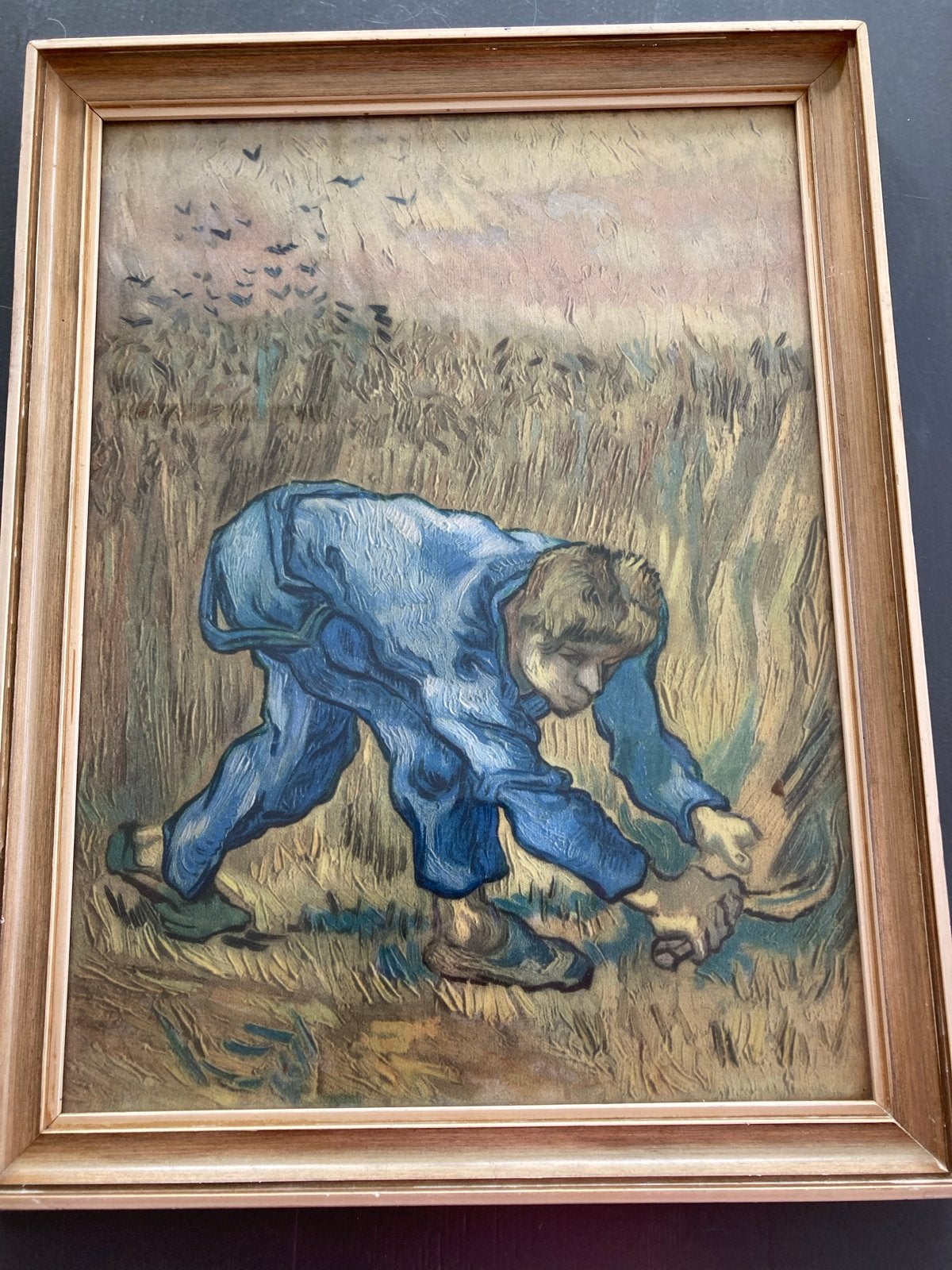 Oude Reproductie van Gogh - De Maaier, Antiek en Kunst, Portret of Personen, Impressionistisch, Ophalen of Verzenden, Print