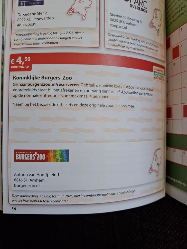 Kortingsbon Burgers Zoo, Ophalen of Verzenden