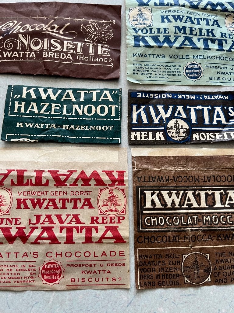 Vintage Kwatta Chocolade Verpakkingen - Diverse Smaken, Ophalen of Verzenden, Gebruikt, Verpakking