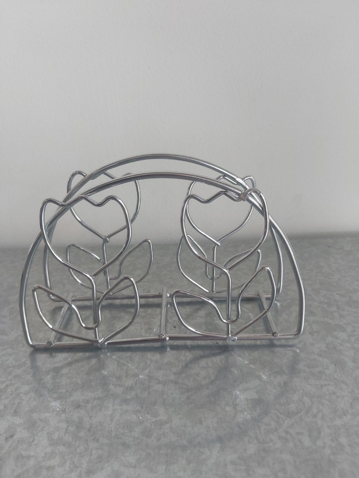 Leuke metalen servethouder met tulpenmotief, Overige typen, Zilver, Ophalen of Verzenden, Zo goed als nieuw