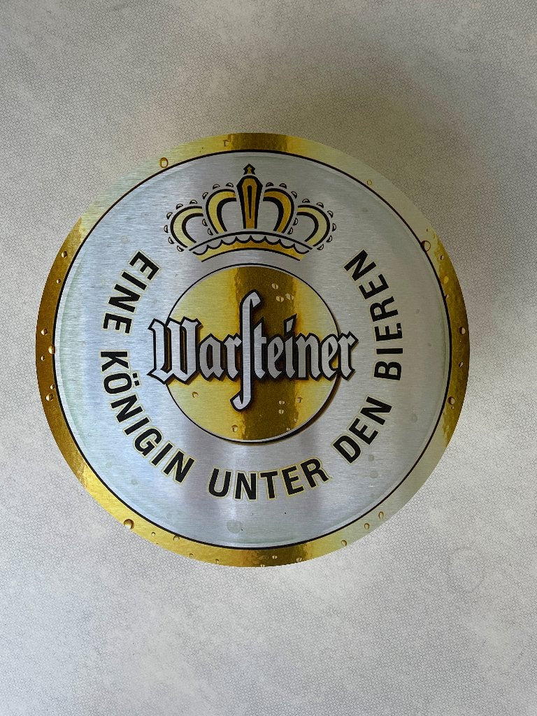 Reclamebord Warsteiner bier logo, aluminium, afm 40x40cm, Ophalen of Verzenden, Nieuw, Reclamebord, Plaat of Schild, Overige merken