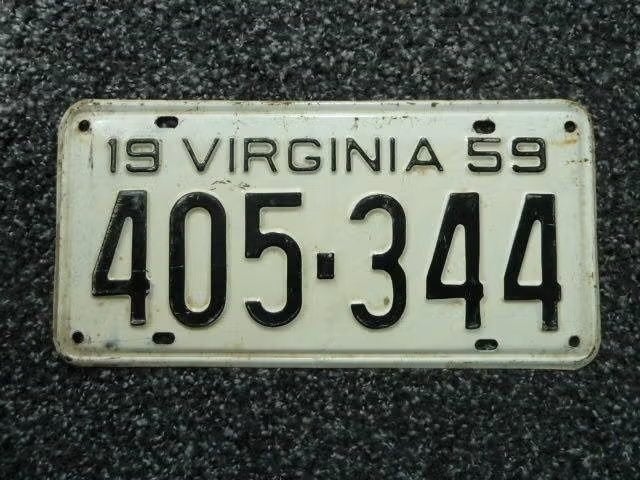 Kentekenplaat licenseplate Virginia 1959 USA, Verzenden, Gebruikt, Auto's