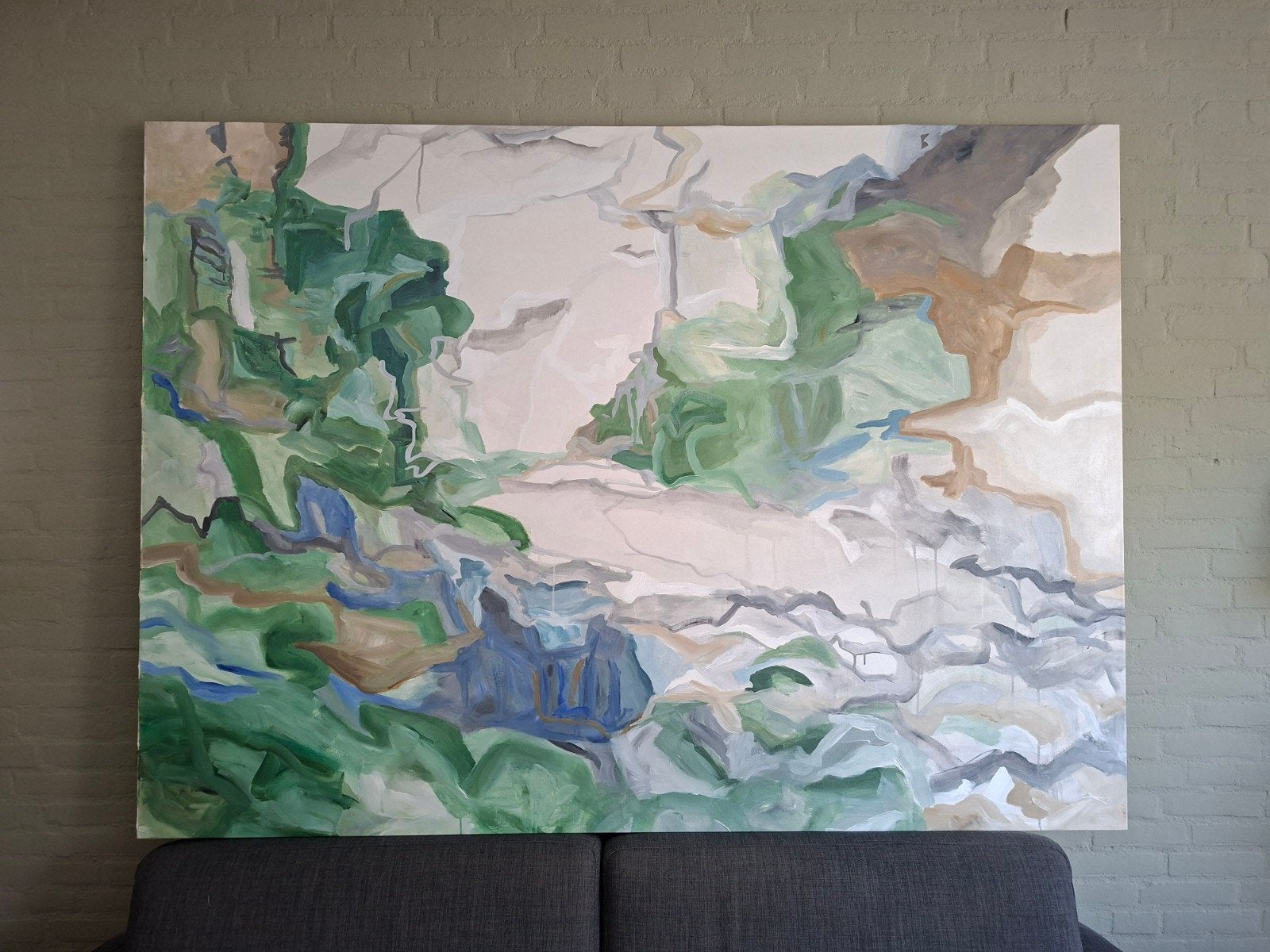 Abstract Landschap Acrylverf - Groot Formaat 145x200 cm, Antiek en Kunst, Ophalen