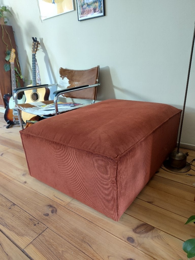 Hocker Wehkamp - Corduroy Terracotta, Ophalen, 100 tot 125 cm, Zo goed als nieuw, Corduroy