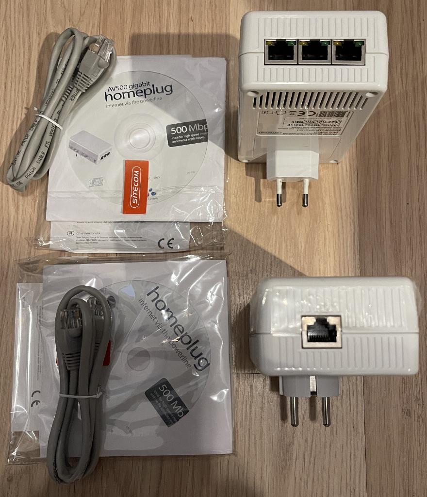 Sitecom Homeplug set - 500 Mbps AV500 Gigabit (z.g.a.n.), Ophalen, Zo goed als nieuw, Sitecom