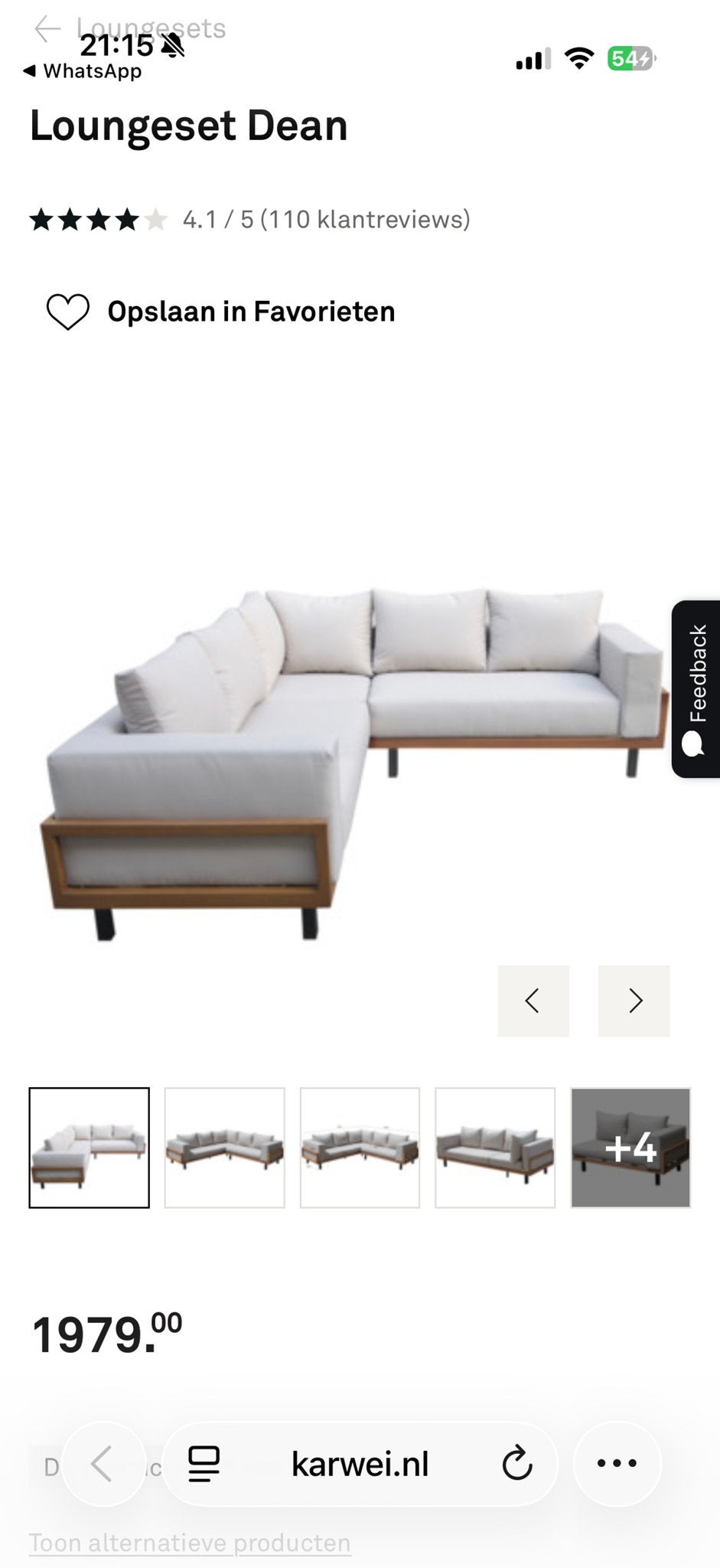 Luxe Loungeset Dean met Aluminium Houtlook Frame, Ophalen, Meer dan 8 zitplaatsen, Aluminium, Zo goed als nieuw