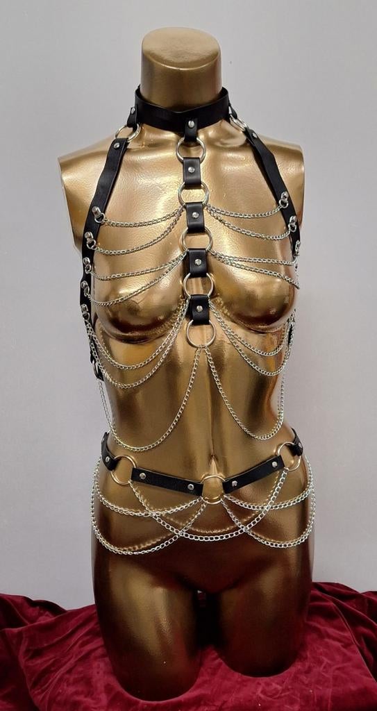 Leren Body Harness met Kettingen - Festival & Party, Kleding | Dames, Ophalen of Verzenden, Nieuw
