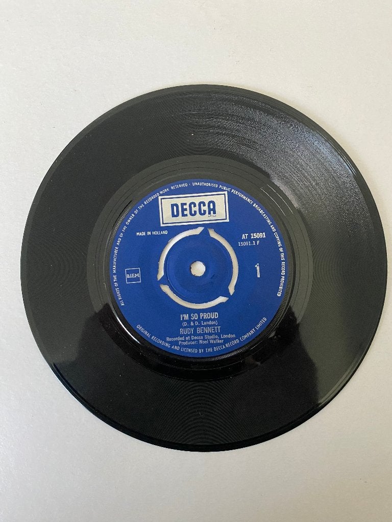 Rudy Bennett / The Motions ‎– I'm So Proud / Rainbow, Cd's en Dvd's, Vinyl | Pop, Pop, 7 inch, Ophalen of Verzenden, Zo goed als nieuw