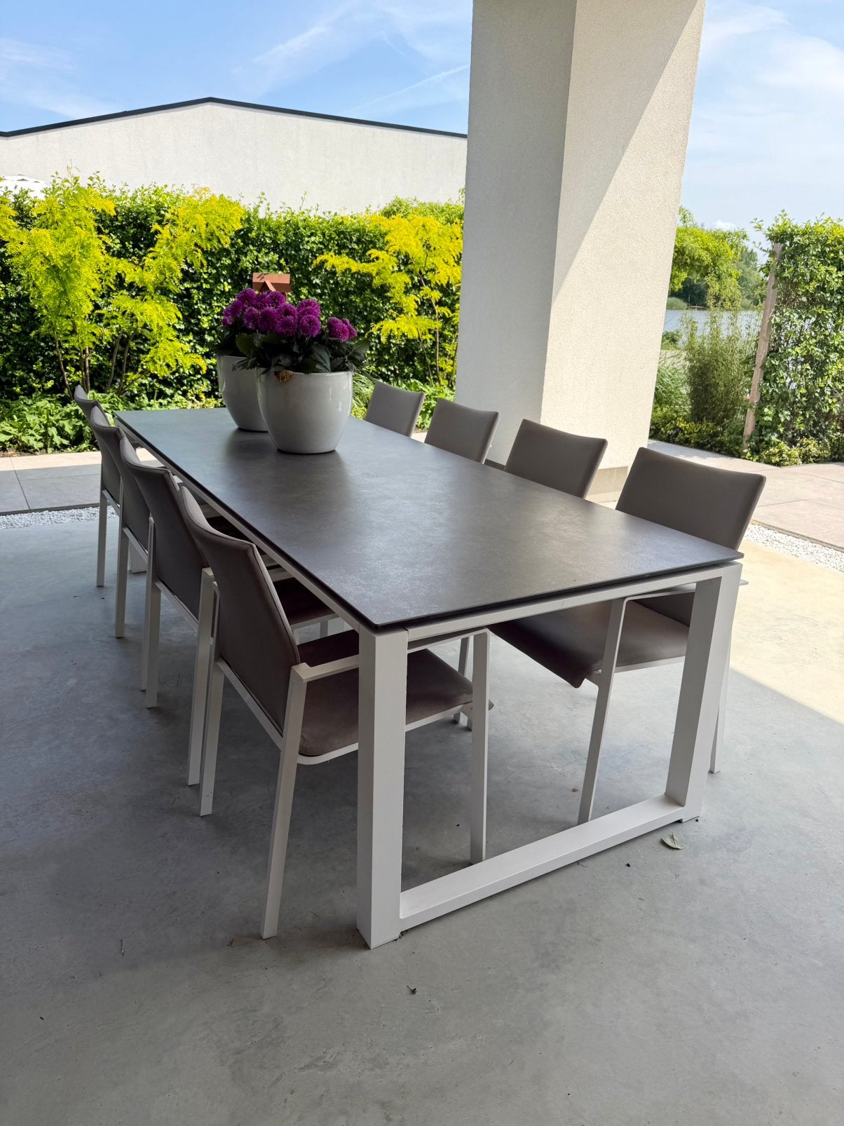 Aluminium luxe tuintafel met 8 stoelen van Life, Tuin en Terras, Tuintafels, Ophalen of Verzenden, Gebruikt, Rechthoekig, Aluminium