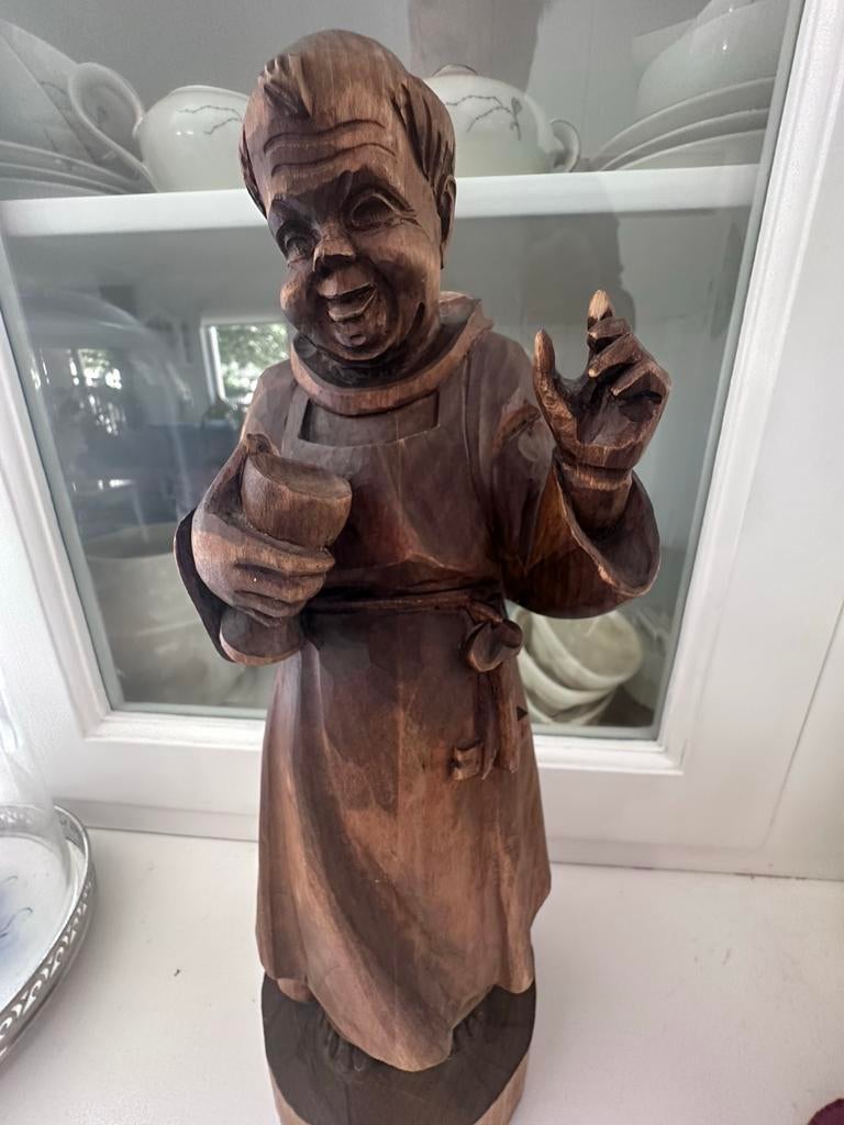 Houten monnik beeld - Handgesneden, Ophalen, Handgemaakt, 20 - 50 cm, Beeld