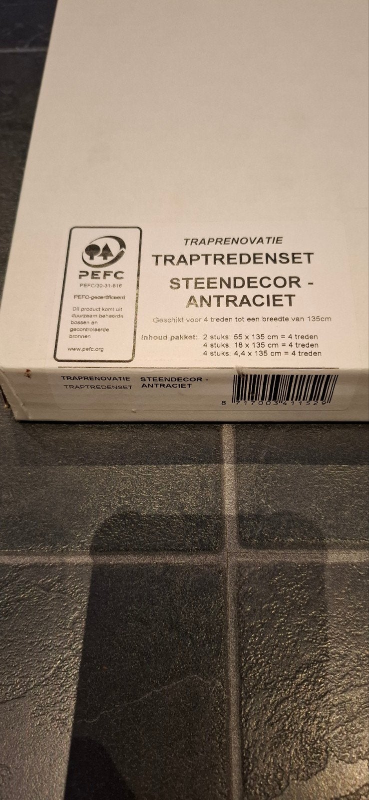 Traptreden set antraciet laminaat incl. profiel zwart, Doe-het-zelf en Verbouw, Ladders en Trappen, Ophalen, Nieuw, Minder dan 2 meter