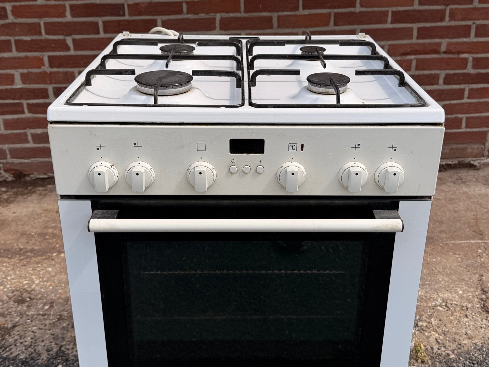Siemens Vrijstaand Gasfornuis met Oven - Wit, Ophalen, Gebruikt, 60 cm of meer, 4 kookzones