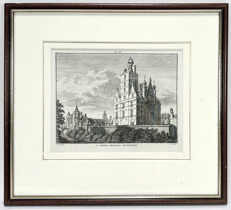 164. Jan de Beyer–Ridderhofstad Zuilesteyn, 18e eeuw, Antiek en Kunst, Kunst | Etsen en Gravures, Ophalen, Ingelijst, 17 cm, Architectuur