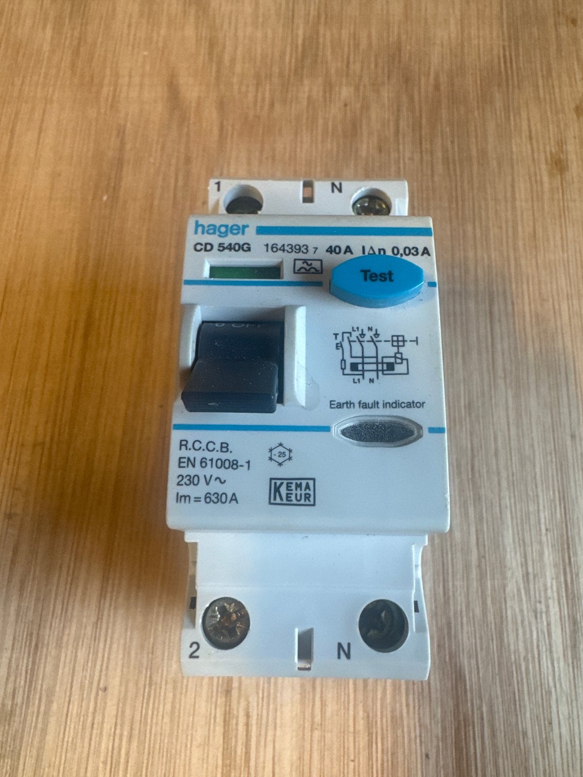 Hager Aardlekschakelaar CD 540G 40A 0,03A - Nette Staat, Ophalen of Verzenden, Gebruikt, Hager, Aardlekschakelaar