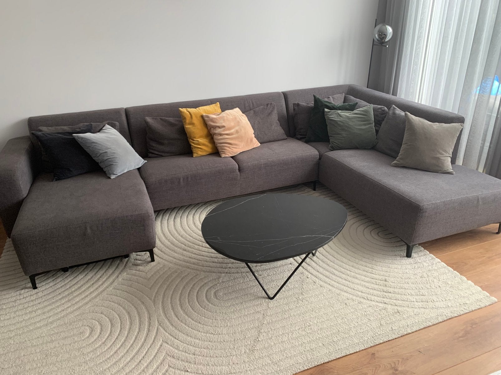 Grote 7-zits hoekbank Van Bommel – 355 cm – grijs/taupe, Ophalen, Zo goed als nieuw, Stof