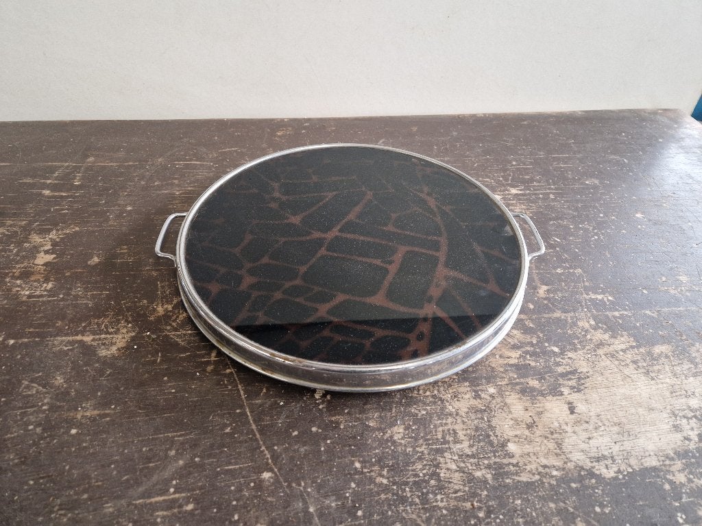 Art deco dienblad stijl van een rokerstafel, Ophalen of Verzenden, Gebruikt, Rond, Overige materialen