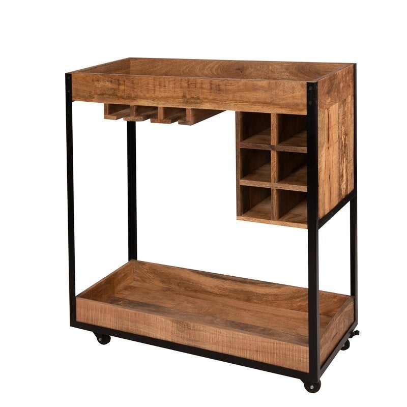 Vintage Wijnkar Wijnrek Wijntrolley Retro Mangohout Mango