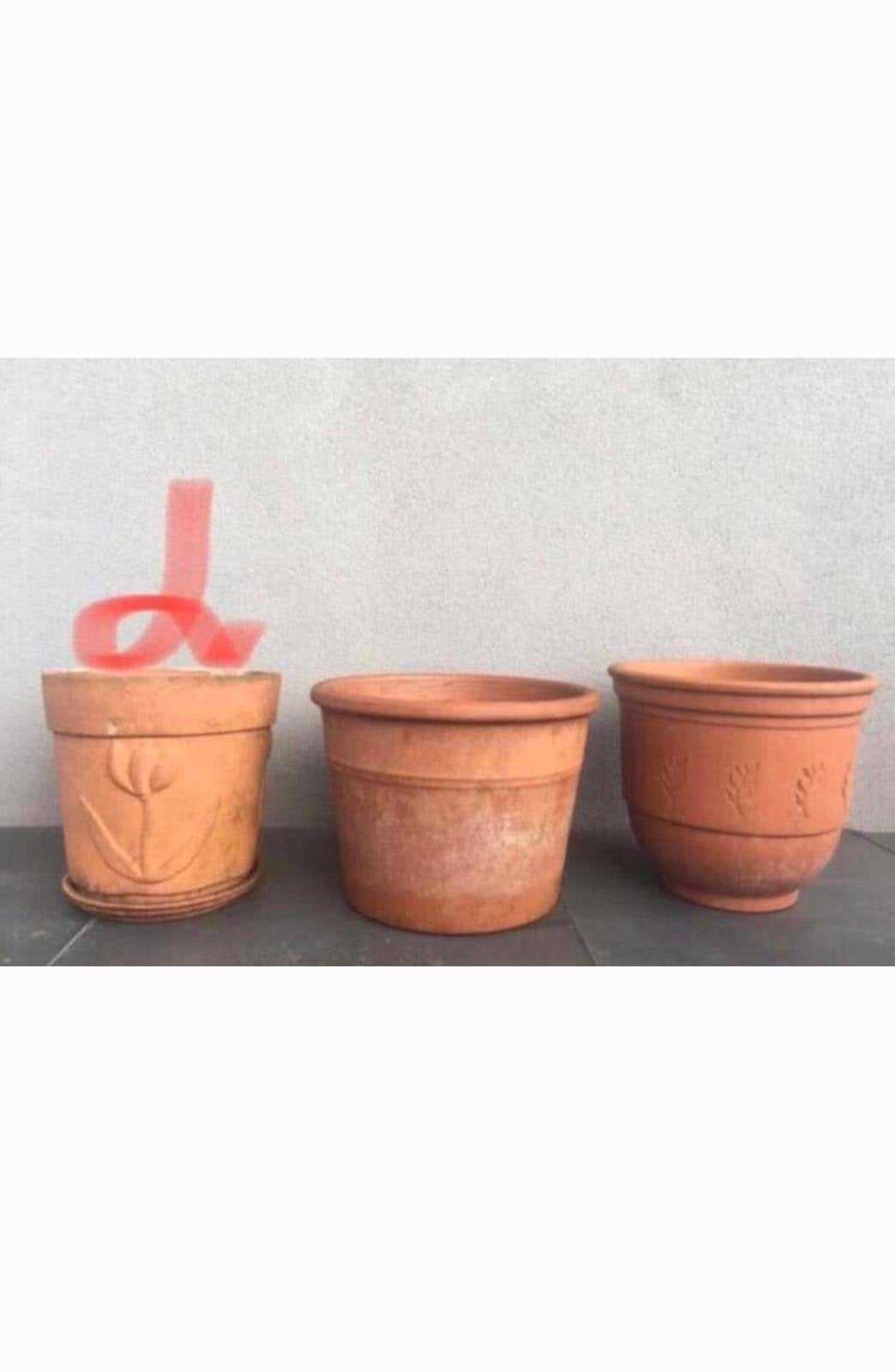Oud Hollandse terracotta bloempotten, Gebruikt, Rond, Minder dan 40 cm, Balkon