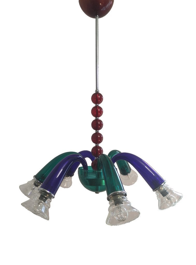 Zeldzame Artemide Giuseppe Righetto design kroonluchter, Ophalen, Gebruikt, Glas, E14 (klein)