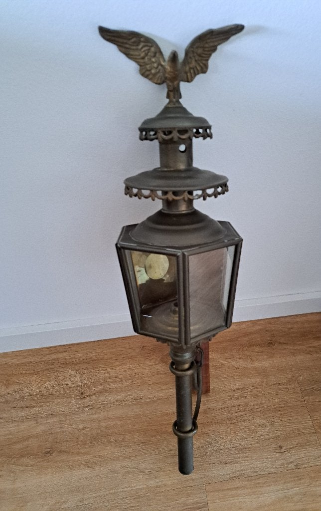 antieke koperen koetslamp uit 1900, Ophalen of Verzenden