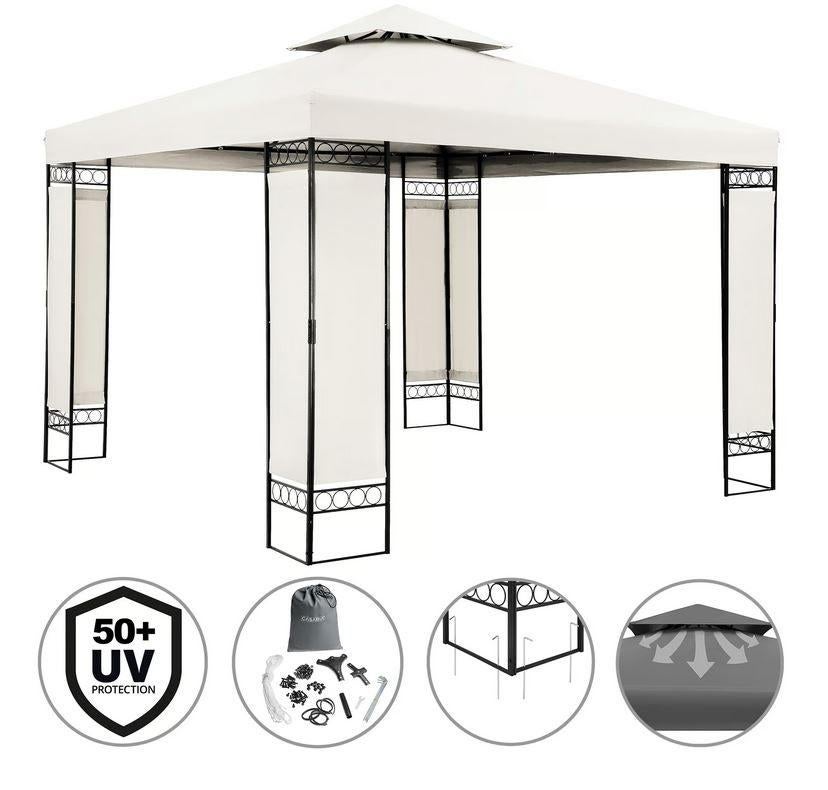 Paviljoen 3x3, partytent prieel crème GRATIS BEZORGD!, Verzenden, Minder dan 4 meter, Nieuw, Nvt