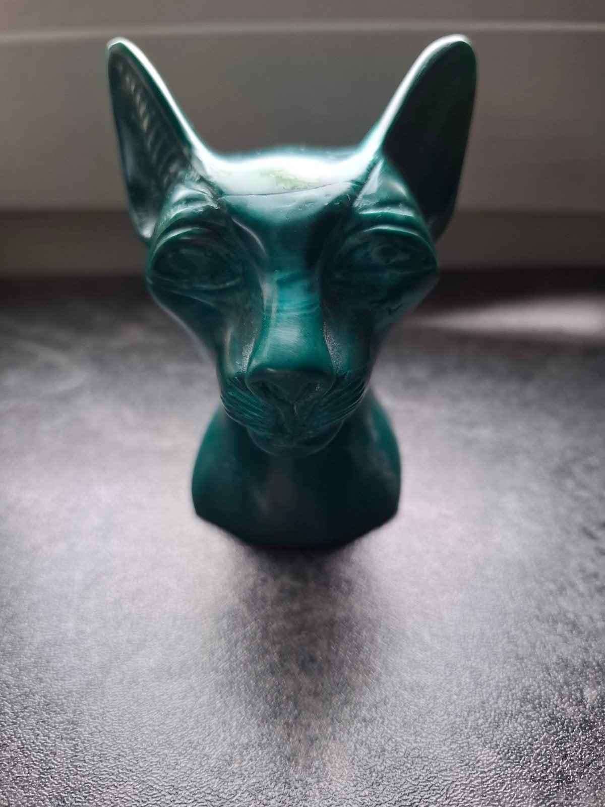 Decoratieve Sfinx Kat Beeldje - Groen, Ophalen of Verzenden